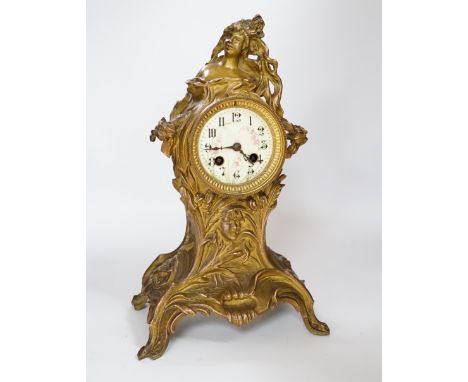 A French Art Nouveau ormolu mantel clock, 36cm