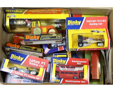 Thirteen boxed Dinky Toys, Including: 3x Lotus F1 Racing Car (225), a Ferrari 312/B2 Racing Car (226), Aveling-Barford Diesel