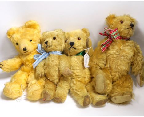 An Irish bear, 28cm, a 1950's Chiltern bear, 32cm, a German bear, 35cm and a Wendy Boston bear (4)
