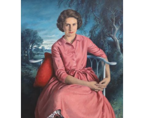 Carlos Luis Sancha (1920-2001) - oil on canvas, Portrait of a lady seated in a landscape, signed, 86 x 76cm