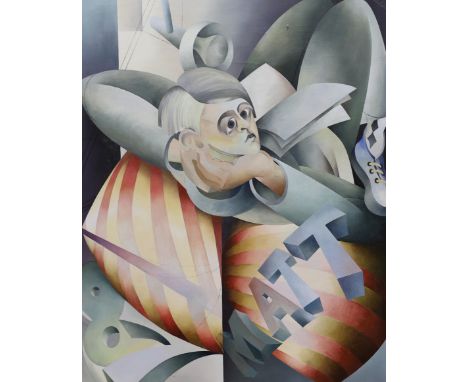B.A. Dunn, cubist oil on canvas, Portrait, 'Matt', 128 x 101cm, unframed