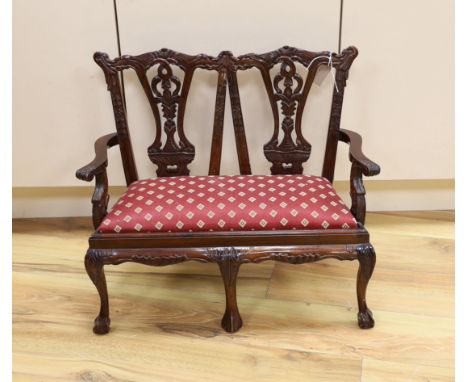 A miniature Chippendale style chair back settee, 51.5cm high