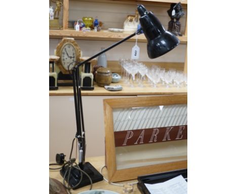 An black enamel anglepoise lamp, full height 93cm