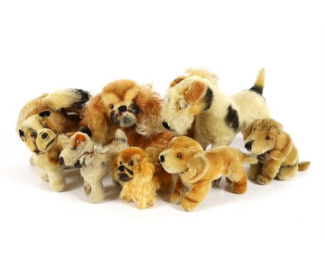 Nine 1950's Steiff dogs (9)