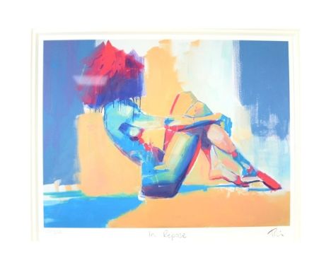 TOBY MULLIGAN (1969)  ARTIST SIGNED LIMITED EDITION COLOUR PRINT ‘In Repose’ (328/500) no certificate  7” x 10” (17.8cm x 25.