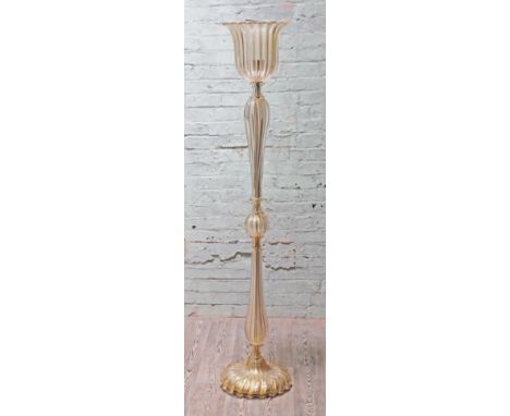 An Italian Murano gilt glass floor lamp by Archimede Seguso, height 180cm.Condition:  small chip to top of lower column, but 