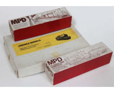 A group of three locomotive model kits comprising; MPD MR/LMS 3F 0-6-0, MPD LYR Aspinall Goods and Jidenco Models LNW/LMS 5 x