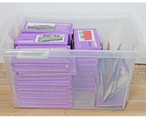 A box of approx. 50 Slaters model railway OO gauge wagon kits and accessories.