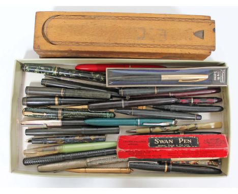 A quantity of vintage fountain pens, propelling pencils etc.