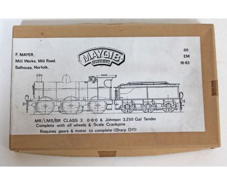 Maygib Components OO gauge MR/LMS/BR Class 3 0-6-0 & Johnson 3,250 Gal Tender model kit, boxed. Condition - appears complete 