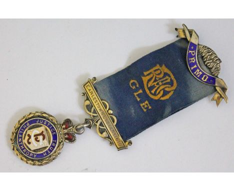 A hallmarked silver and enamel Masonic medal.