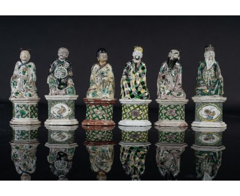 Chinese Art A group of six famille verte porcelain figures China, Kangxi period, 17th-18th century . . Cm 15,00.