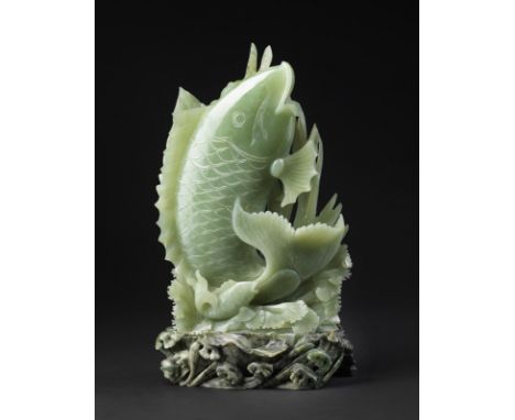Chinese Art A large jade carving depicting a fish China, 20th century . . Cm 26,00 x 37,00. Provenance: Luigi Armondi Collect