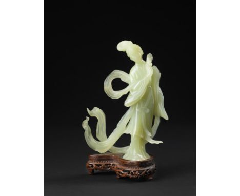 Chinese Art A jade figure of a lady China, 20th century . . Cm 16,00 x 21,00.