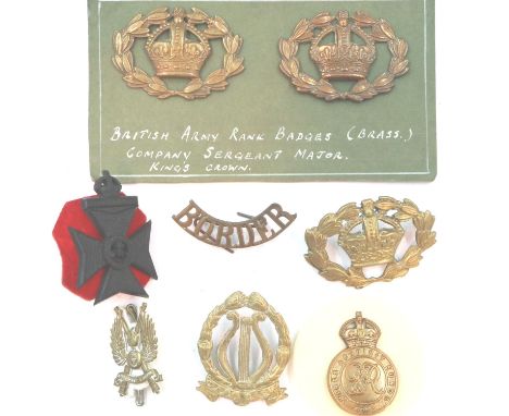 A selection of cap badges, including South Africa Permanent Army Band Member, Warrant Officer etc. P&amp;P Group 1 (£14+VAT f