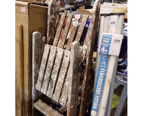 Two wooden step ladders, largest H: 127 cm . Not available for in-house P&amp;P 