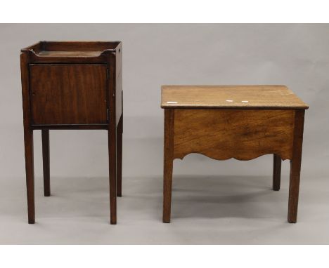 A 19th century mahogany pot cupboard and a converted commode. The former 35 cm wide.