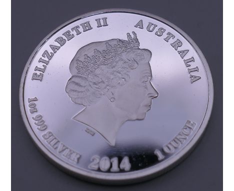 A 2014 999 silver 1 ounce Australian coin.