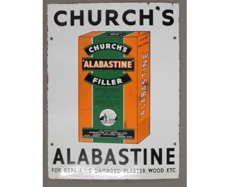 A Church's Alabastine pictorial enamel advertising sign. 38 x 51 cm.