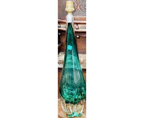 A mid century green Murano glass electric lamp