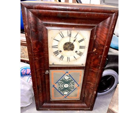 Forestville manufacturing company patent brass movement American painted glass clock&nbsp;