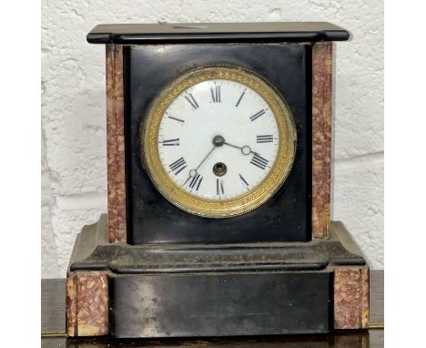 A slate and marble enamel clock