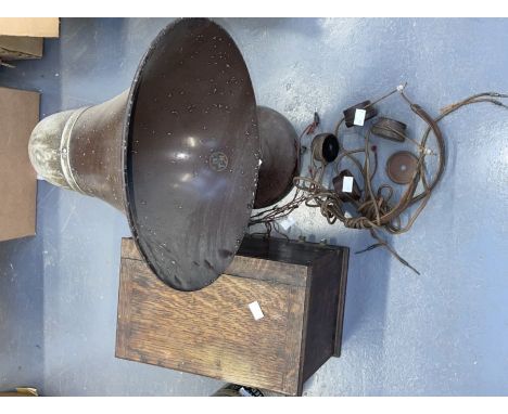 A early 20th century British Thompson Houston loud speaker and two pairs of British Thompson Houston BBC earphones as well as