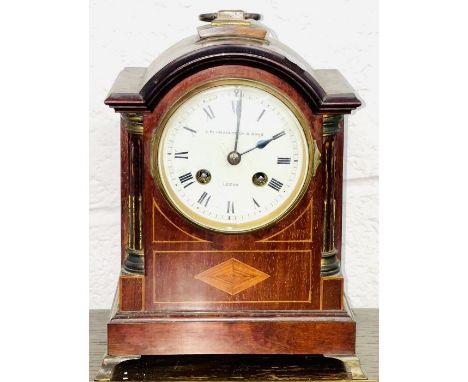 One Edwardian mantel clock retailed by Z Baraclough and sons Leeds