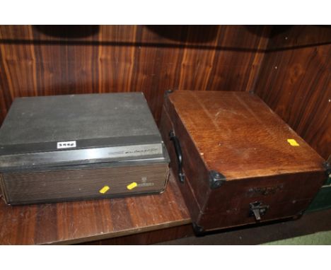 A PLESSEY RECORD PLAYER TOGETHER WITH A GRUNDIG REEL TO REEL PLAYER