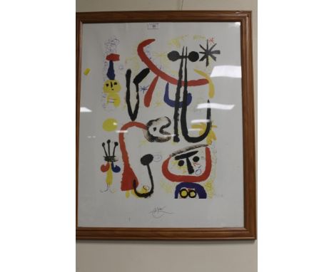 A SELECTION OF PICTURES AND PRINTS TO INCLUDE A MIRO PRINT AND A  FRAMED PORTRAIT OF A LADY 