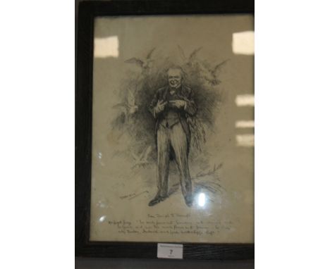 A FRAMED PRINT BEHIND GLASS OF LLOYD GEORGE 
