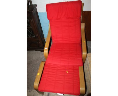 AN IKEA POANG BENT WOOD CHAIR AND STOOL 