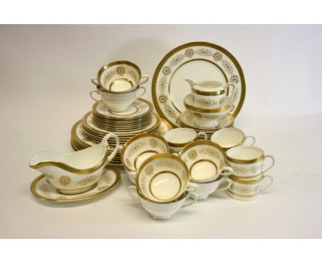 A Coalport "Lady Anne" pattern part dinner and tea service.  Comprising of eight dinner plates, five dessert plates, six hand