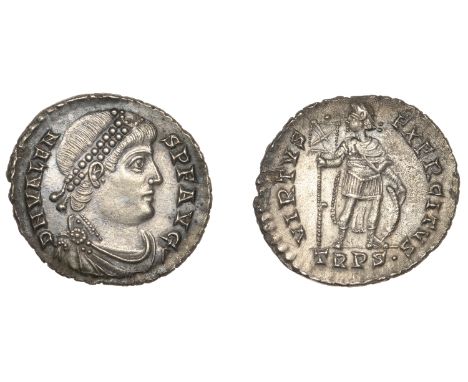 Roman Imperial Coinage, Valens (364-378), Miliarensis, Trier, 367-75, d n valen-s p f avg, pearl-diademed, draped and cuirass