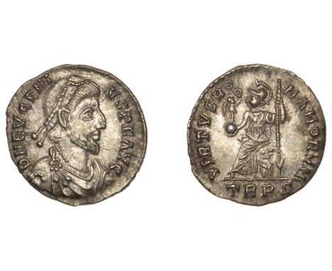 Roman Imperial Coinage, Eugenius (392-394), Siliqua, Trier, d n evgeni-vs p f avg, pearl-diademed, draped and cuirassed bust 