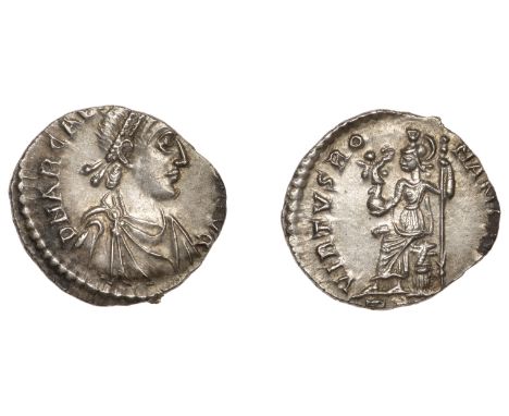 Roman Imperial Coinage, Arcadius (383-408), Siliqua, Trier, 392-5, d n arcapi[-vs p f] avg, pearl-diademed, draped and cuiras