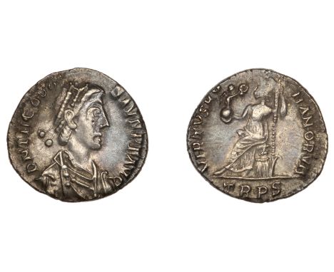 Roman Imperial Coinage, Theodosius I (379-395), Siliqua, Trier, 388-92, d n theodo-sivs p f avg, pearl-diademed, draped and c