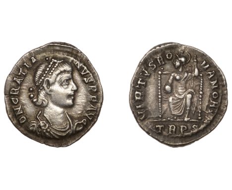 Roman Imperial Coinage, Gratian (367-383), Siliqua, Trier, 378-83, d n gratia-nvs p f avg, pearl-diademed, draped and cuirass