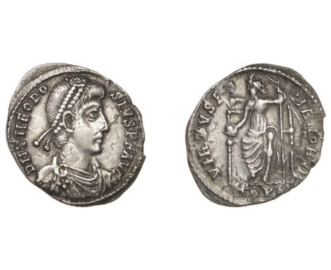 Roman Imperial Coinage, Theodosius I (379-395), Siliqua, Trier, 378-83, d n theodo-sivs p f avg, pearl-diademed, draped and c