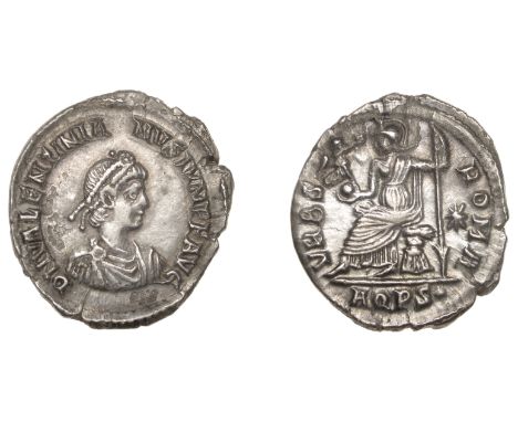 Roman Imperial Coinage, Valentinian II (375-392), Siliqua, Aquleia, 375-8, d n valentinianvs ivn p f avg, pearl-diademed, dra