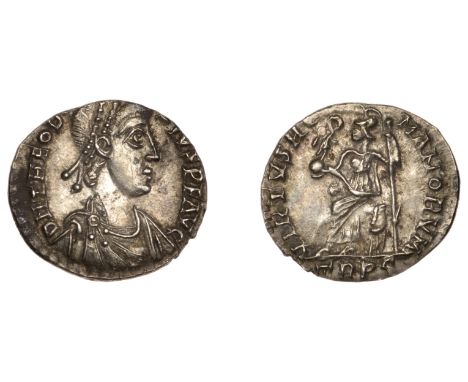 Roman Imperial Coinage, Theodosius I (379-395), Siliqua, Trier, 388-92, d n theodo-sivs p f avg, pearl-diademed, draped and c