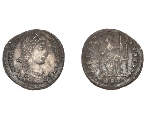 Roman Imperial Coinage, Magnus Maximus (383-388), Siliqua, Trier, dn mag max-imvs p f avg, pearl-diademed, draped and cuirass