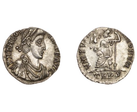 Roman Imperial Coinage, Theodosius I (379-395), Siliqua, Trier, 388-92, d n theodo-sivs p f avg, pearl-diademed, draped and c