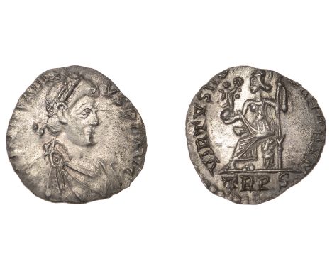 Roman Imperial Coinage, Arcadius (383-408), Siliqua, Milan, 395-402, d n arcadi-vs p f avg, pearl-diademed, draped and cuiras