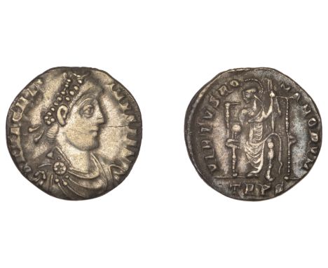 Roman Imperial Coinage, Magnus Maximus (383-388), Siliqua, Trier, dn mag max-imvs p f avg, pearl-diademed, draped and cuirass