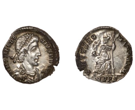 Roman Imperial Coinage, Theodosius I (379-395), Siliqua, Milan, 388-94, d n theodo-sivs p f avg, pearl-diademed, draped and c