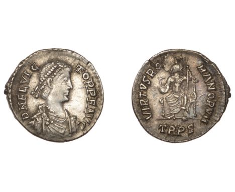 Roman Imperial Coinage, Flavius Victor (387-388), Siliqua, Trier, fl vic-tor p f avg, pearl-diademed, draped and cuirassed bu