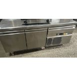 2 Door counter fridge with single drawer, 1800w x 700mm deep, on wheels