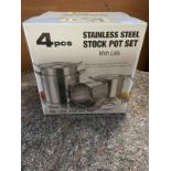 Set of 4 New Stainless Steel Saucepans 8,12,16 and 20 Quart with lids