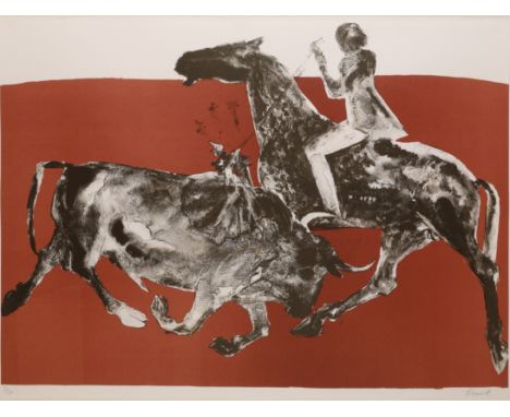 Dame Elizabeth Frink CH DBE RA, British 1930-1993, Rejoneadora I (from The Corrida Series), 1973; lithograph in colours on T 
